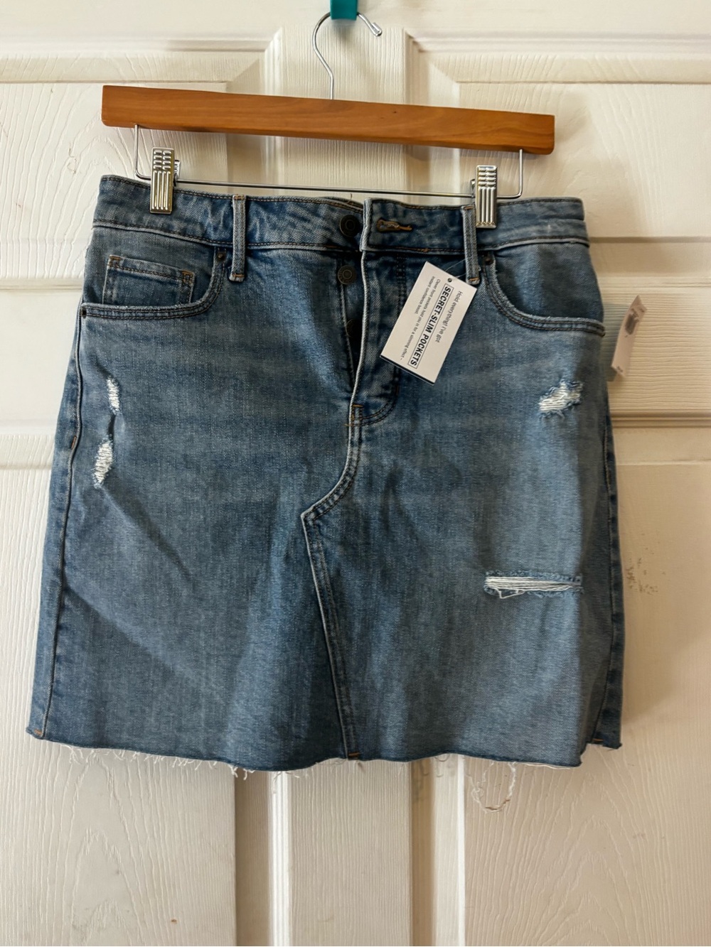 Distressed Denim Mini Skirt